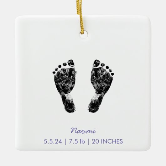 Aangepaste voetafdruk | Upload uw Baby footprint n Keramisch Ornament (Voorkant)