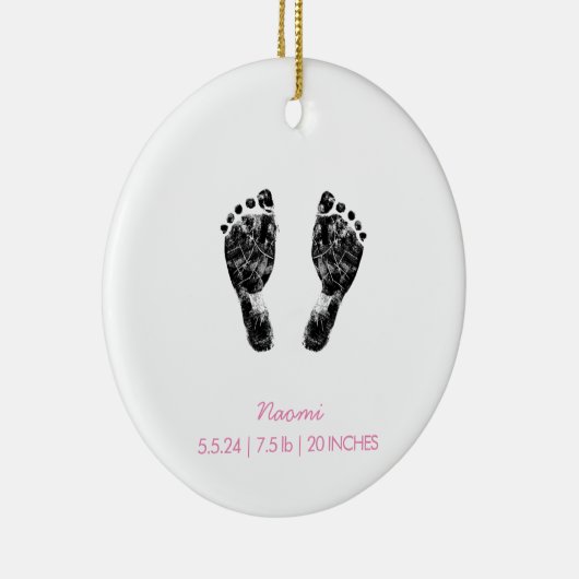 Aangepaste voetafdruk | Upload uw Baby footprint n Keramisch Ornament (Rechts)