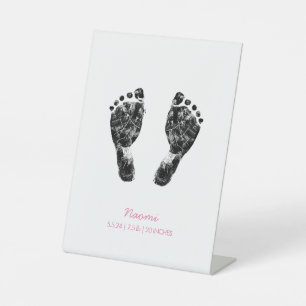 Aangepaste voetafdruk Upload uw Baby footprint n Reclamebord Met Voetstuk