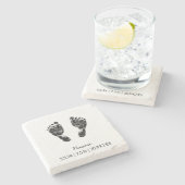 Aangepaste voetafdruk | Upload uw Baby footprint n Stenen Onderzetter (Zijkant)