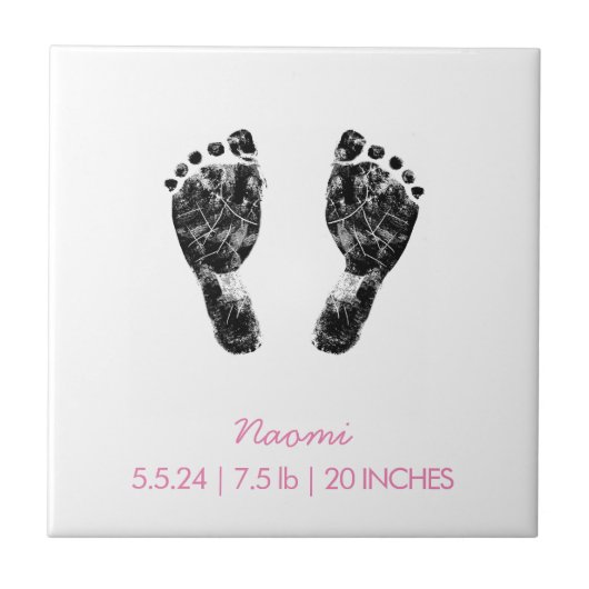 Aangepaste voetafdruk | Upload uw Baby footprint n Tegeltje (Voorkant)