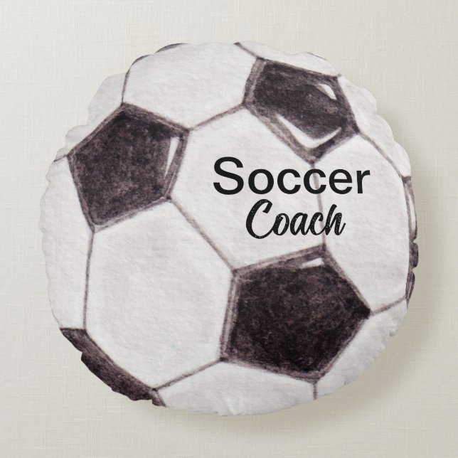 Aangepaste Voetbal coach aandenken Rond Kussen (Voorkant)