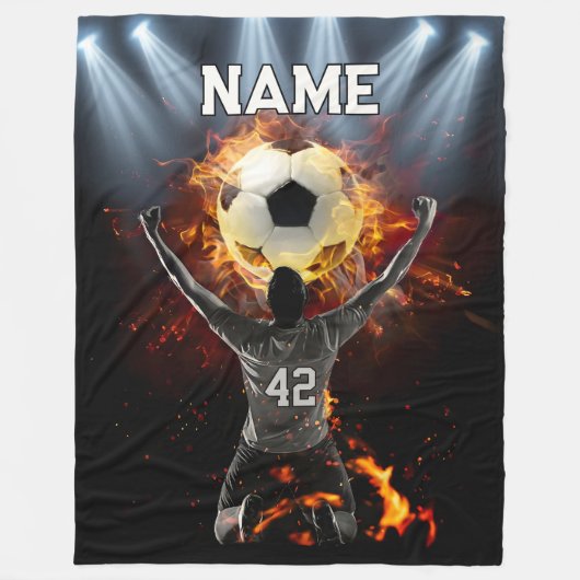 Aangepaste voetbal fleece deken met naam en nummer (Voorkant)