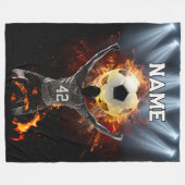 Aangepaste voetbal fleece deken met naam en nummer (Voorkant (Horizontaal))
