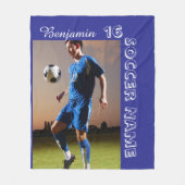 Aangepaste Voetbal Foto Dekbed Persoonlijke Naam N Fleece Deken (Voorkant)
