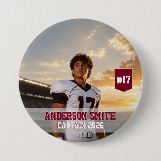 Aangepaste Voetbal Kapitein Foto MVP 2026 Ronde Button 7,6 Cm