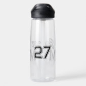 Aangepaste Voetbal Moeder Hartjes Shirt Nummer Wed Waterfles (Achterkant)