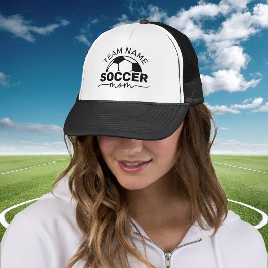 Aangepaste Voetbal Moeder Team Naam Nummer Zwart Trucker Pet