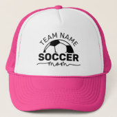 Aangepaste Voetbal Moeder Teamnaam Hot Pink Trucker Pet (Voorkant)
