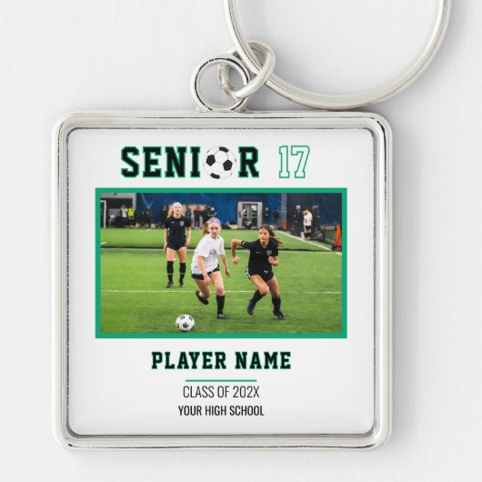 Aangepaste Voetbal Seniorenavond Foto Sleutelhanger (Voorkant)