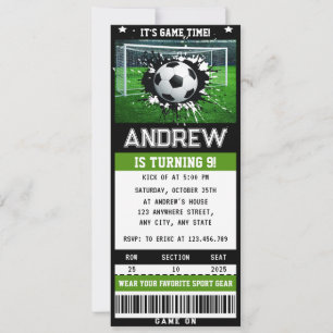 Aangepaste voetbal ticket verjaardag feest artikel kaart