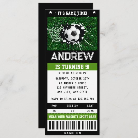 Aangepaste Voetbal Ticket Verjaardag Supplies Part Kaart (Voorkant / Achterkant)