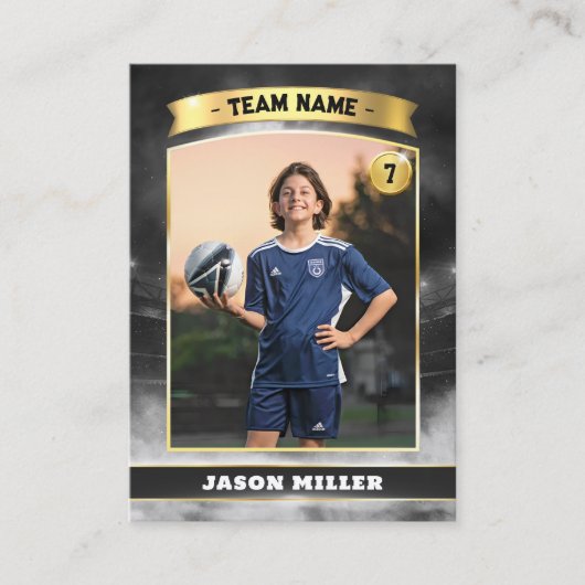 Aangepaste Voetbal Trading Kaart Black Gold Stadiu Contactkaartje (Voorkant)