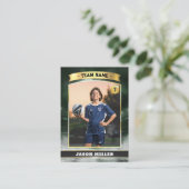 Aangepaste Voetbal Trading Kaart Green Gold Stadiu Contactkaartje (Staand voorkant)