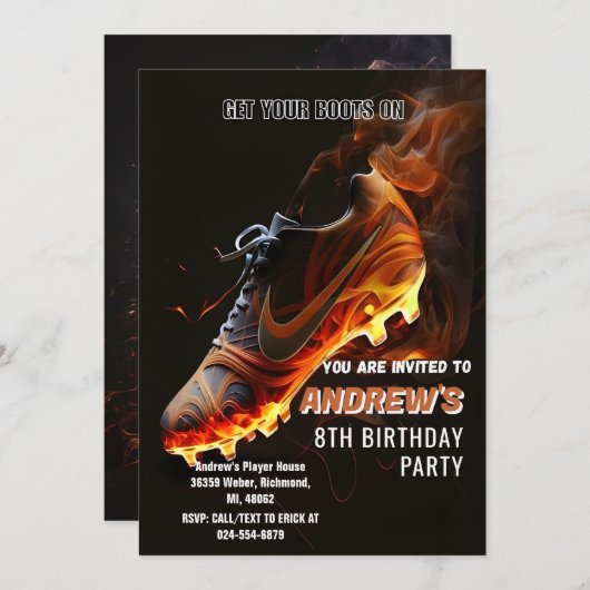 Aangepaste Voetbal verjaardag uitnodiging (Voorkant / Achterkant)