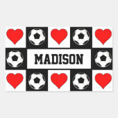 Aangepaste Voetballen en harten voor voetzoekers a Rechthoekige Sticker (Voorkant)