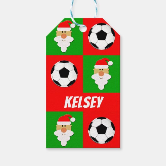 Aangepaste Voetballen en kerstcadeaus voor kerstca Cadeaulabel (Voorkant)