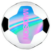 Aangepaste Voetballen Naam Holographic Girly Unico (Gedraaid)