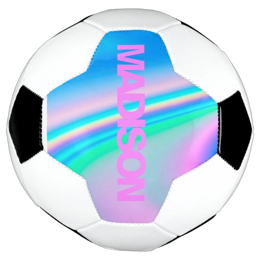 Aangepaste Voetballen Naam Holographic Girly Unico (Gedraaid)