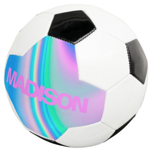 Aangepaste Voetballen Naam Holographic Girly Unico (Drie kwart)