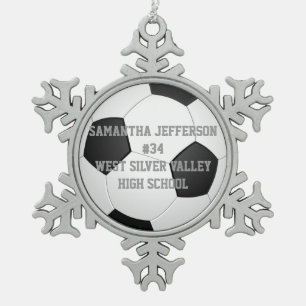 Aangepaste Voetballen Tin Sneeuwvlok Ornament