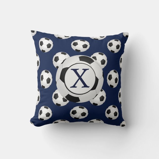 Aangepaste Voetballen voor monogram Kussen (Voorkant)