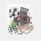 Aangepaste Voetbalmoeder Fotosamenstelling Fleece Deken (Voorkant)