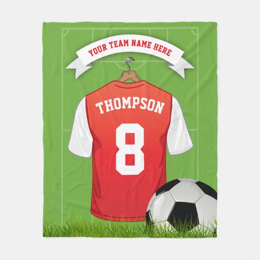 Aangepaste voetbalnaam bewerken Team Fleece Deken (Voorkant)