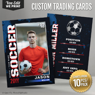 Aangepaste Voetbalruilkaart Blauw Rood 10 stuks/pa Plaatskaartje