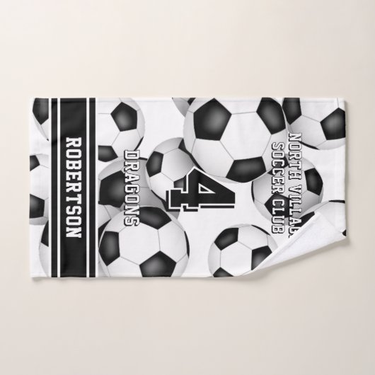 Aangepaste voetbalsporter en teamnaam handdoek (Handdoek)