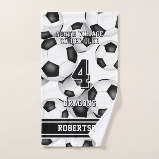 Aangepaste voetbalsporter en teamnaam handdoek (Handdoek)
