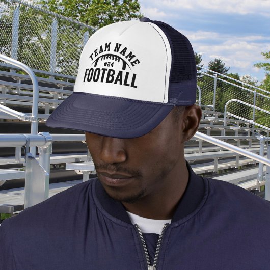 Aangepaste Voetbalteam Naam Nummer Marineblauw Trucker Pet