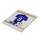 Aangepaste voetbalwedstrijd met zwart en blauw foo tegeltje (Zijkant)