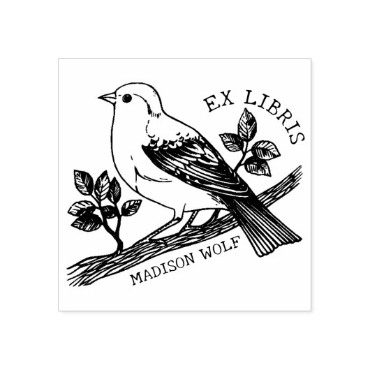 Aangepaste  Vogel Ex Libris Boek Rubberstempel (Afrduk)