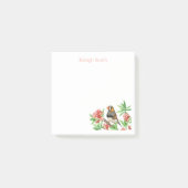 Aangepaste vogel op roze Floral Post Post-it® Notes (Voorkant)