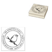 Aangepaste Vogel Ronde Familienaam & Terugkeeradre Rubberstempel (Gestempeld)