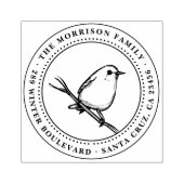 Aangepaste Vogel Ronde Familienaam & Terugkeeradre Rubberstempel (Afrduk)