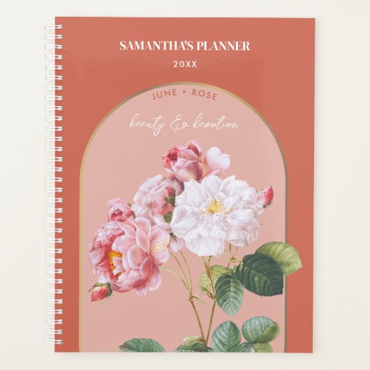 Aangepaste vogelbloeimaand juni Roos Planner (Voorkant)