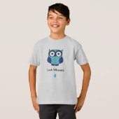 Aangepaste vogeldag blauw met naam t-shirt (Voorkant volledig)