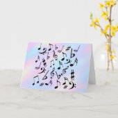 Aangepaste vogeldag Kaart | Iridescent Muzieknoten (Gele Bloem)