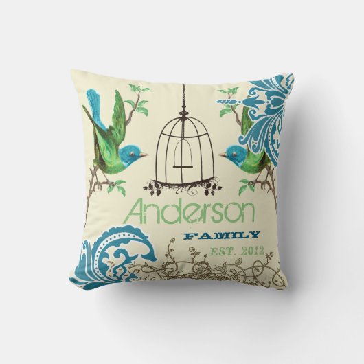 Aangepaste  vogelgriffier Damask Kussen (Voorkant)