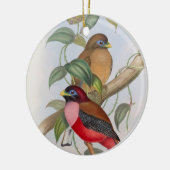 Aangepaste  vogelillustratie + tekst kerst keramisch ornament (Links)