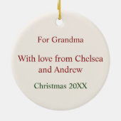 Aangepaste  vogelillustratie + tekst kerst keramisch ornament (Achterkant)