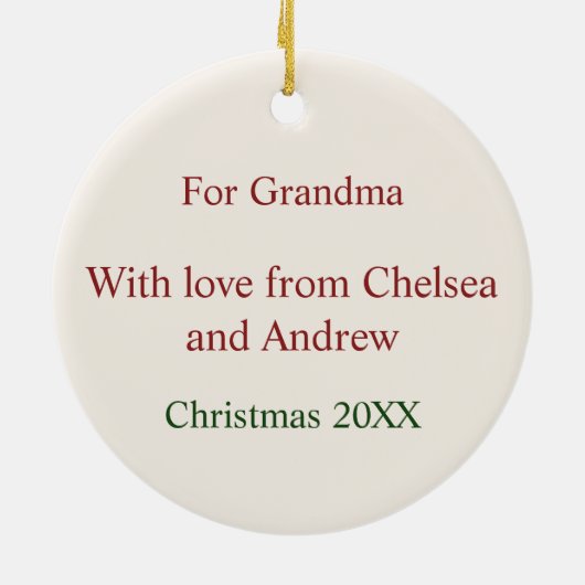 Aangepaste  vogelillustratie + tekst kerst keramisch ornament (Achterkant)