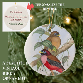 Aangepaste vogelillustratie + tekst kerst keramisch ornament