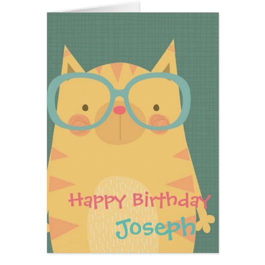 Aangepaste vogelkaart - Cartoon kat (Voorkant)