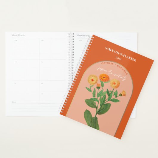 Aangepaste vogelmaand oktober Marigold Planner (Display)