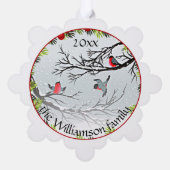 Aangepaste vogels in needles rode bessen ornament kaart (Achterkant)