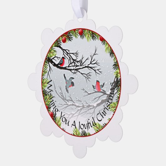 Aangepaste vogels in needles rode bessen ornament kaart (Links)