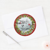 Aangepaste vogels in needles rode bessen ronde sticker (Envelop)